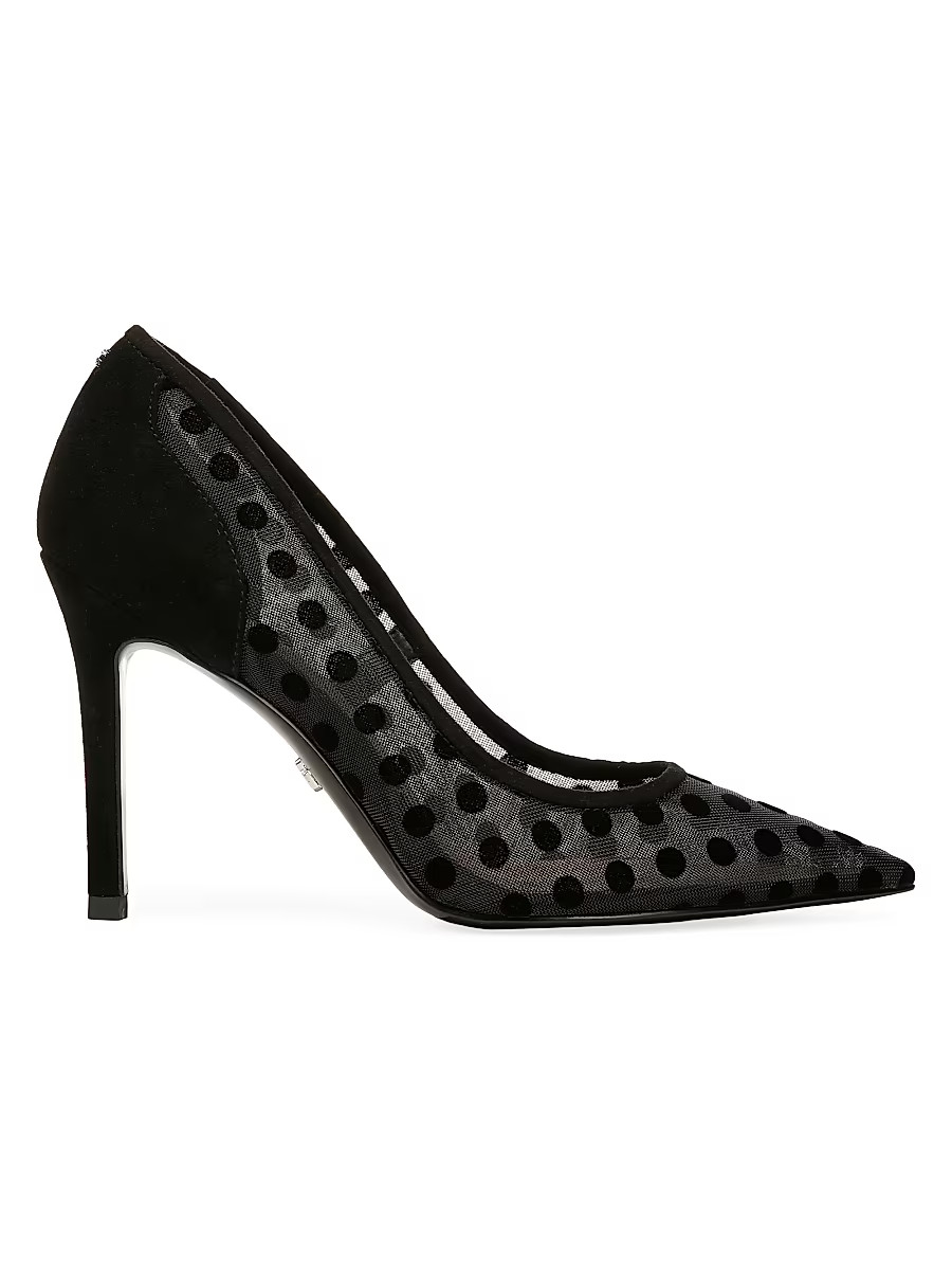 Women's Hazel 95MM Polka-Dot Mesh Pumps - Black - Size 5.5 | Saks Fifth Avenue