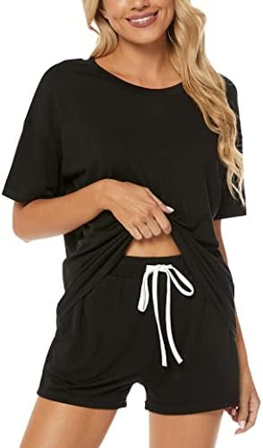 LOCUBE Women's Pajama Set Soft Comfy 2-Piece Short Sleeve Lounge Sleepwear with Drawstring Shorts... | Amazon (US)