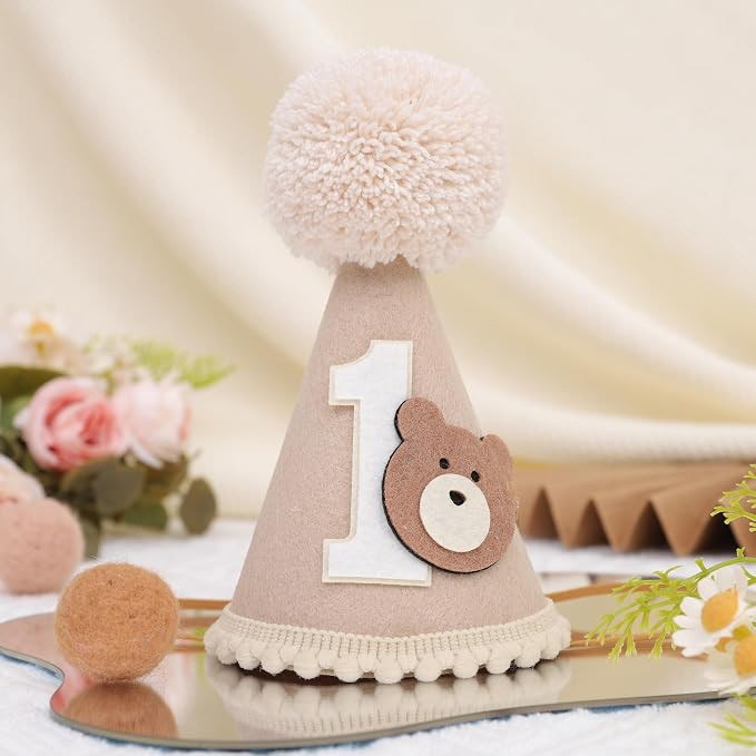 Bear 1st Birthday Hat - Beary First Birthday Cone Hat, Woodland Party Decoration, One Happy Campe... | Amazon (US)