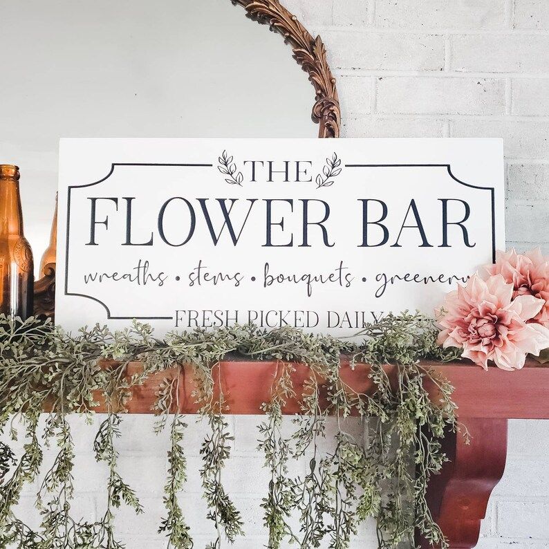 The Flower Bar, Floral Wall Decor, Flower Market Spring Sign, Floral Wood Sign, Spring Sign, Farm... | Etsy (US)