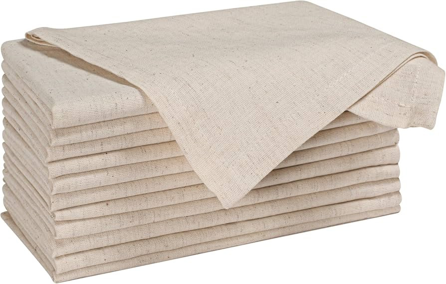 Natural Color Cotton Linen Blend Napkins Set of 12 - Hemmed 18x18 Inch Decorative Elegant Soft Wa... | Amazon (US)
