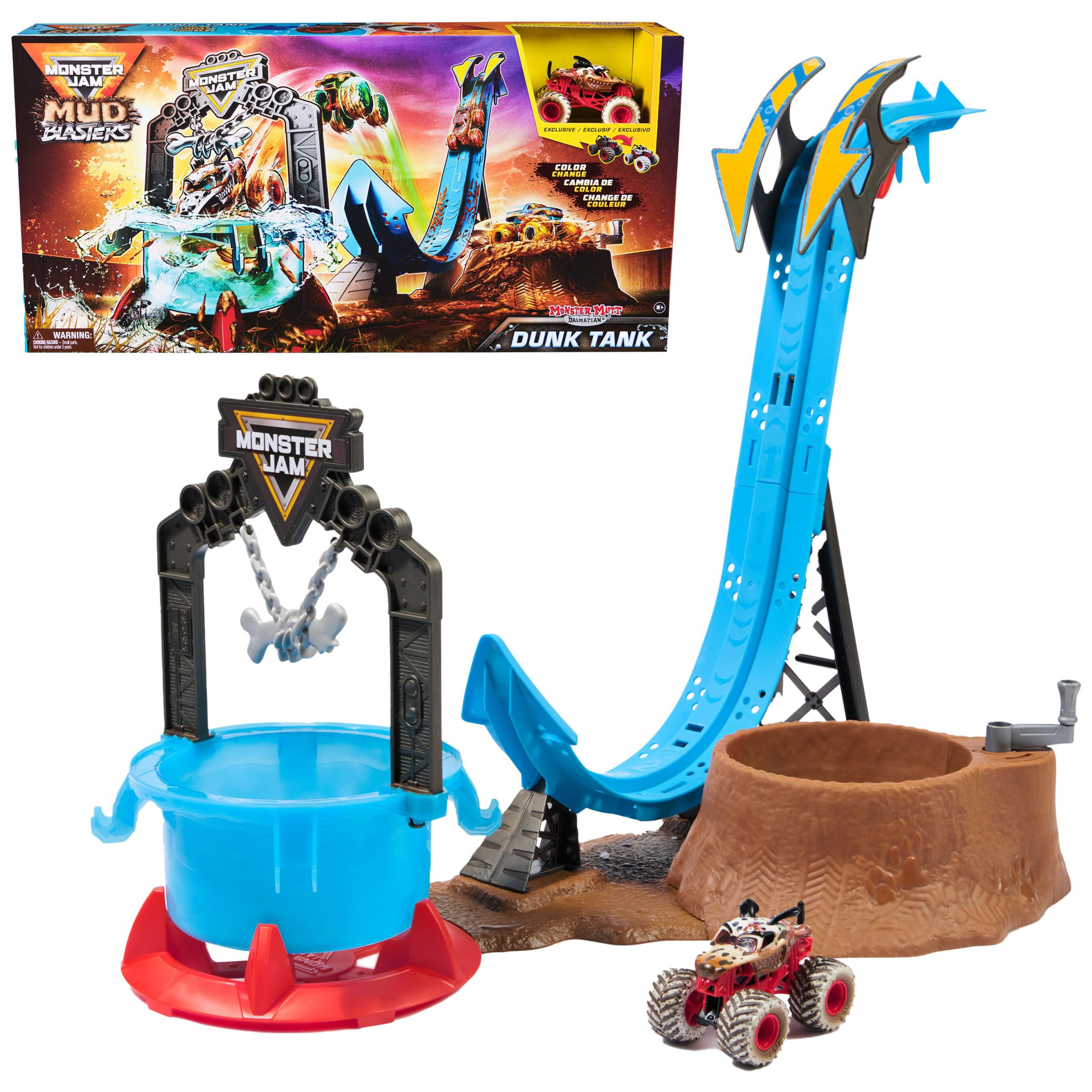 Monster Jam Mud Blasters, Monster Mutt Dalmatian Dunk Tank Playset, Color Change Action, Kids Toy... | Amazon (US)