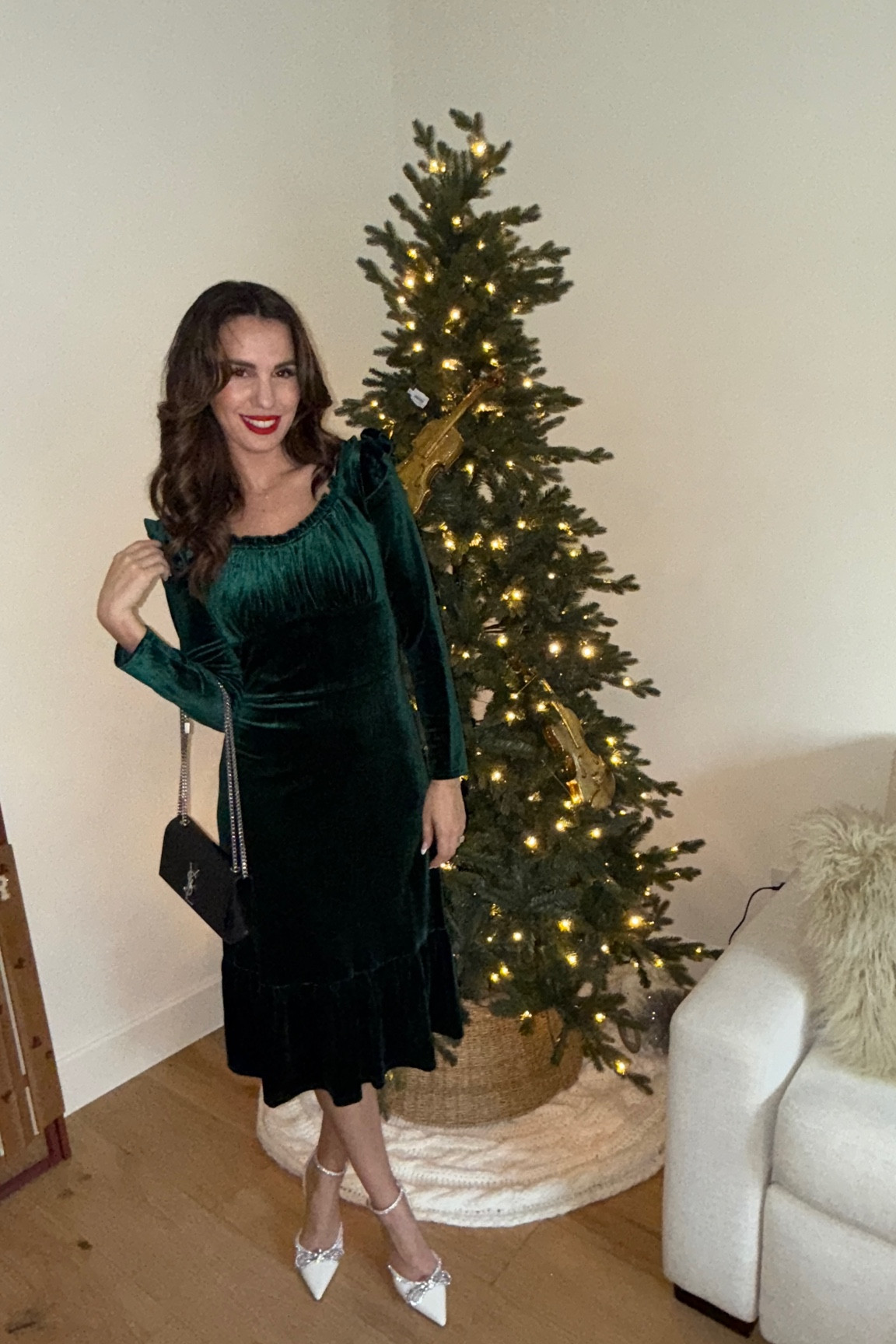 I'm really feeling the holiday spirit in this green velvet midi dress from Ivy City! The ruffles are everything, and the white heels are the perfect finishing touch. Ready to slay the holiday party scene with pretty dresses too? Use my code CHRISTY15 for 15% off your first Ivy City purchase.
#comfyfashion #capsulewardrobe #christmasseason #dressyoutfit

#LTKSaleAlert #LTKSeasonal #LTKStyleTip