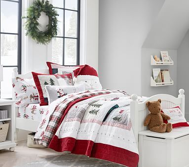 Heritage Santa Organic Sheet Set & Pillowcases | Pottery Barn Kids | Pottery Barn Kids