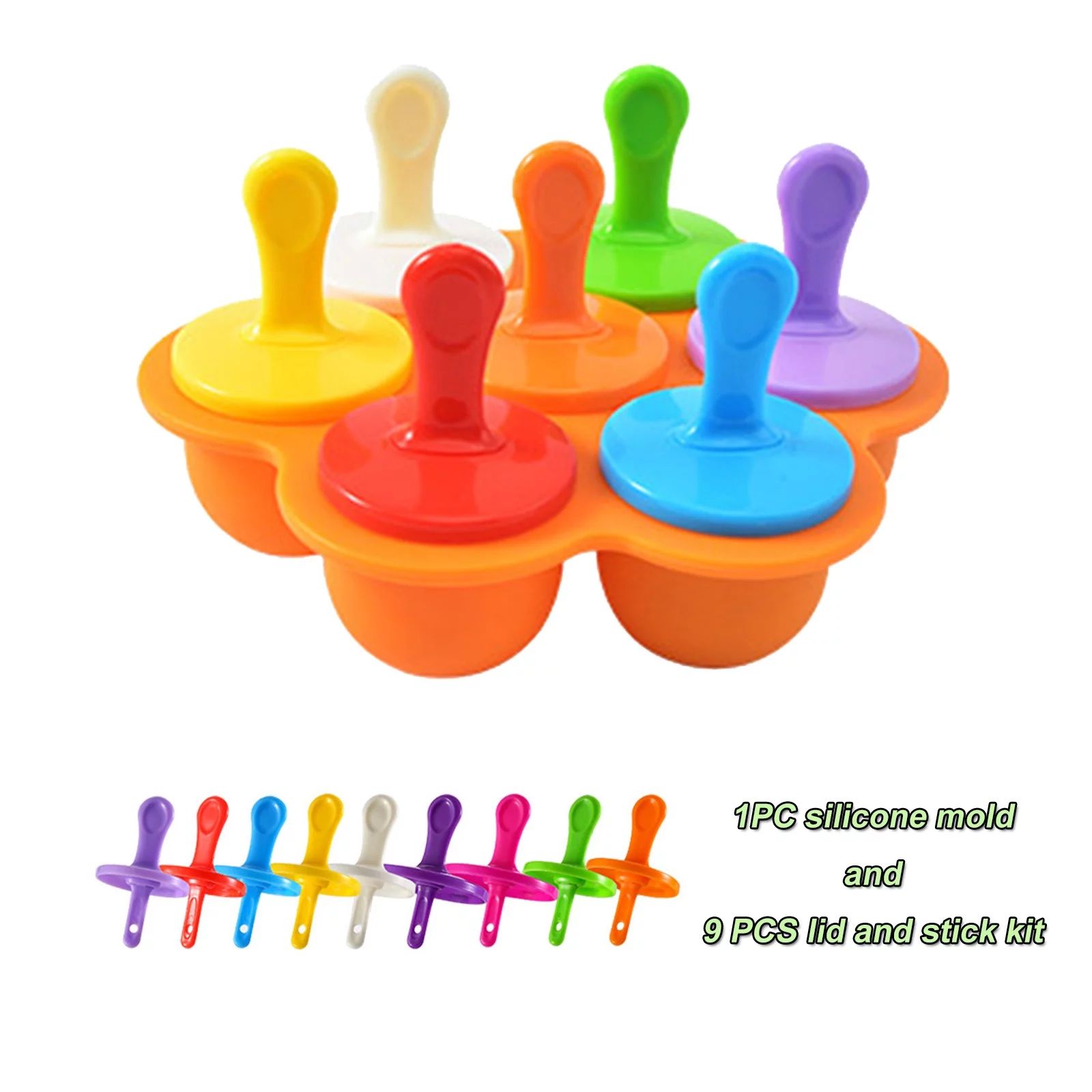 Pompotops 7 Holes Silicone Popsicle Molds With 9PCS Sticks Non-Stick DIY Ice Popsicle Mold | Walmart (US)