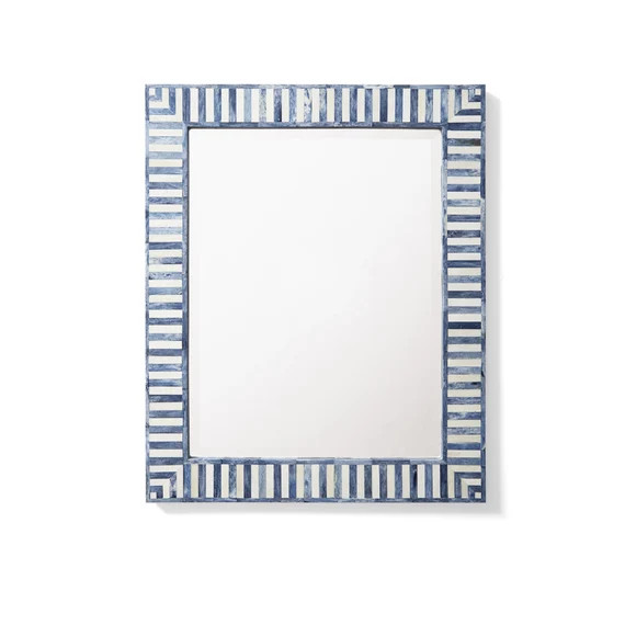 Handmade Bone Inlay Wooden Modern Striped Pattern Mirror Frame - Etsy | Etsy (US)