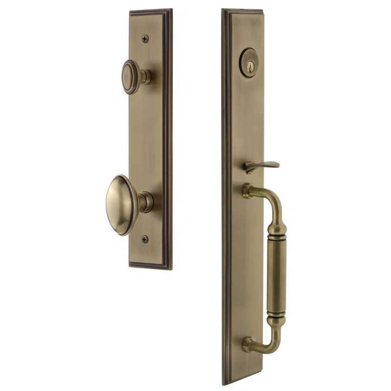 Carré One-Piece Handleset with Single Cylinder Deadbolt and C Grip with Eden Prairie Knob | Wayfair North America