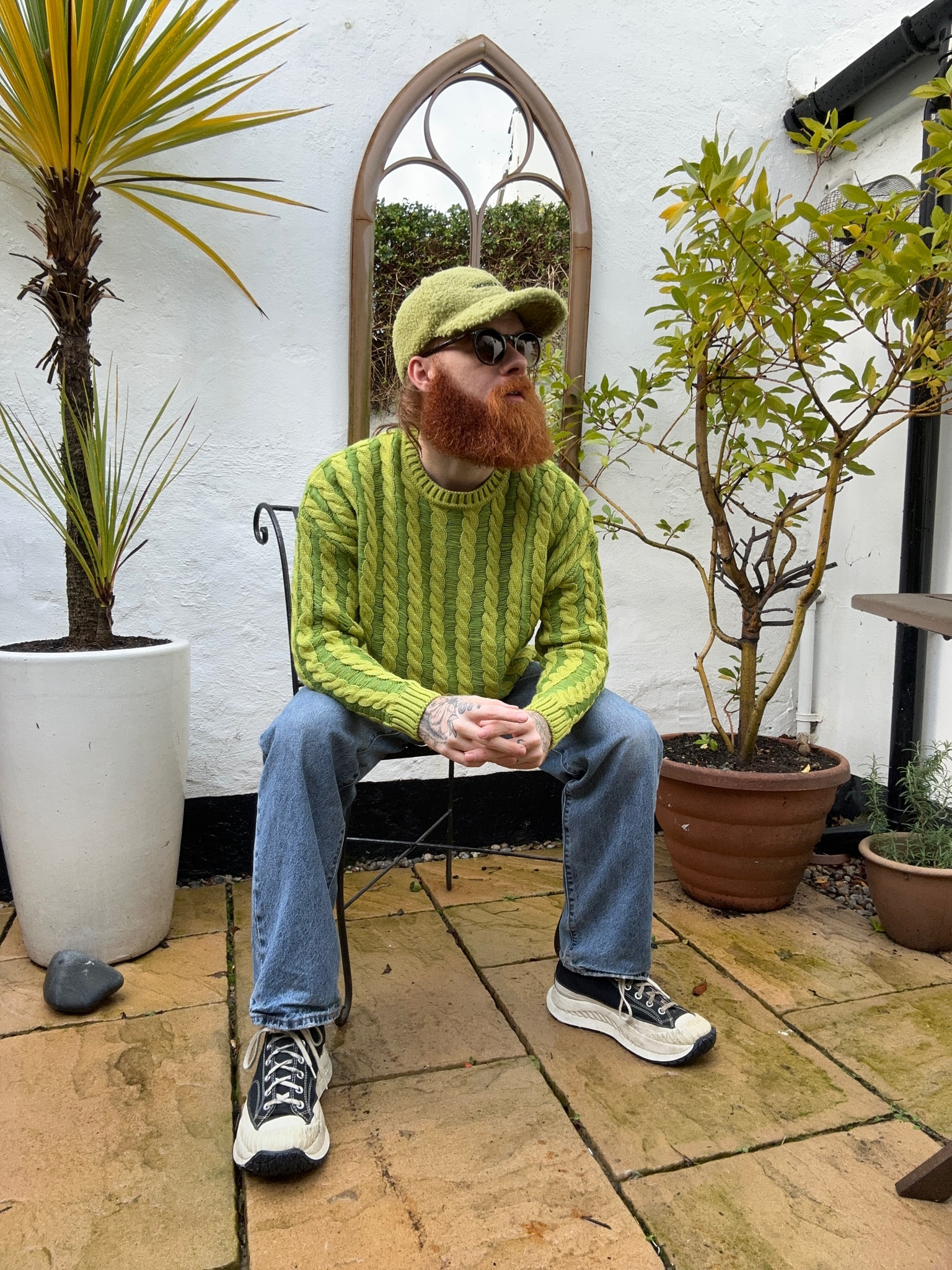 Green faux far hat, stripe cable knit jumper, blue Levi’s, converse, asos

#LTKSeasonal #LTKstyletip #LTKeurope