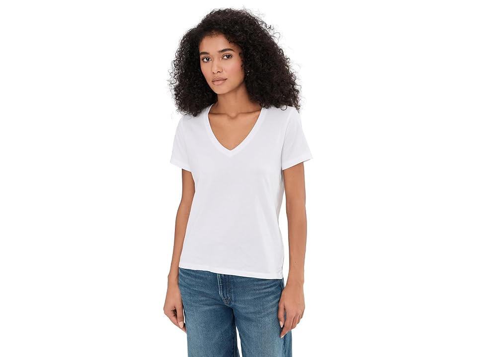 Madewell Northside V-Neck T-Shirts Women's Clothing White : MD (Women's 6-8), Cotton | Zappos