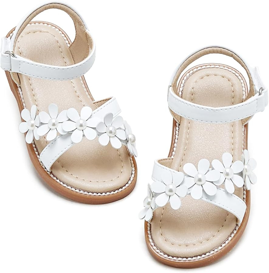 Otter MOMO Girls Open Toe Princess Flat Sandals with Comfort Sole Summer Sandals | Amazon (US)