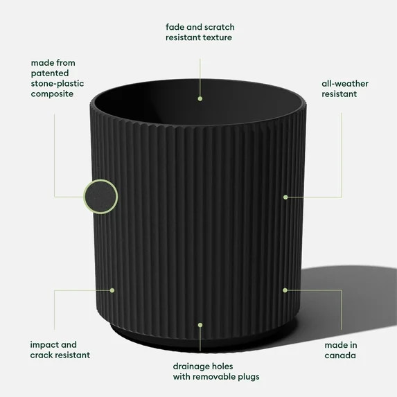 Veradek Demi Series Bundle - Three Piece Set of Plastic-Stone Planters - Black | Walmart (US)