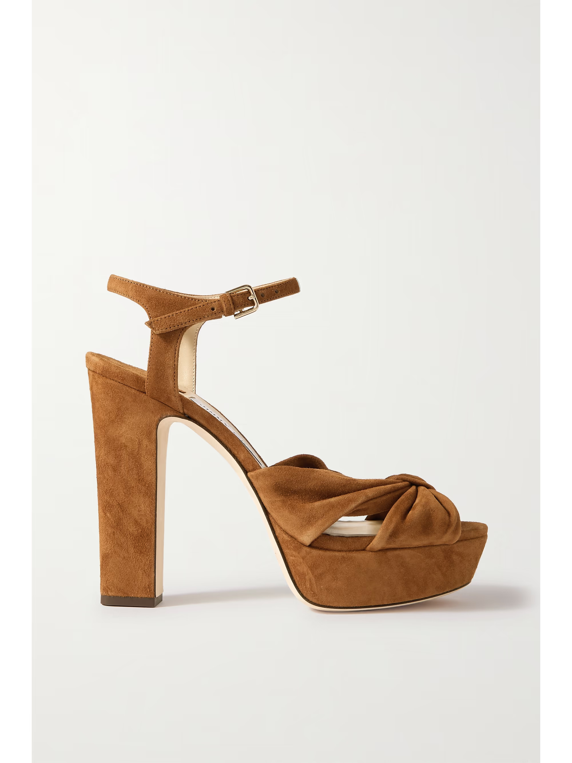 JIMMY CHOO Heloise 120 knotted suede platform sandals | NET-A-PORTER | NET-A-PORTER (US)