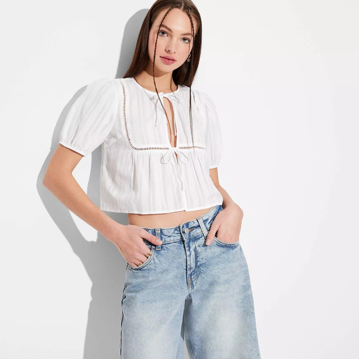 Women's Puff Sleeve Flyaway Blouse - Wild Fable™ | Target