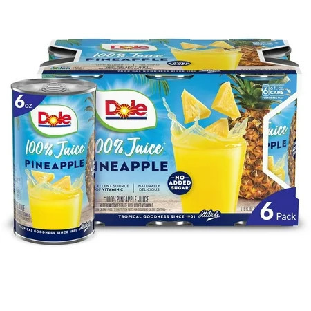 Dole All Natural 100% Pineapple Juice Can, 6 fl oz (6 Count) | Walmart (US)