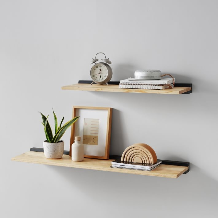 Modern Wall Shelves, Natural/Black, 24 Inches | Pottery Barn Teen