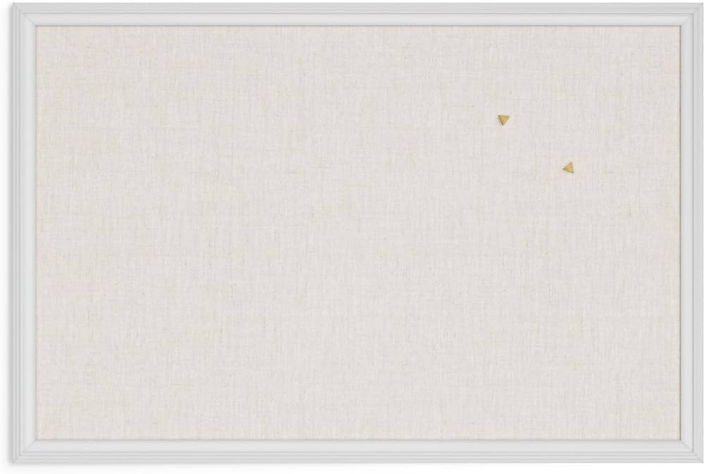 U Brands Farmhouse Linen Bulletin Board, 30"x20", White Wood Style Frame, Includes Push Pins | Amazon (US)