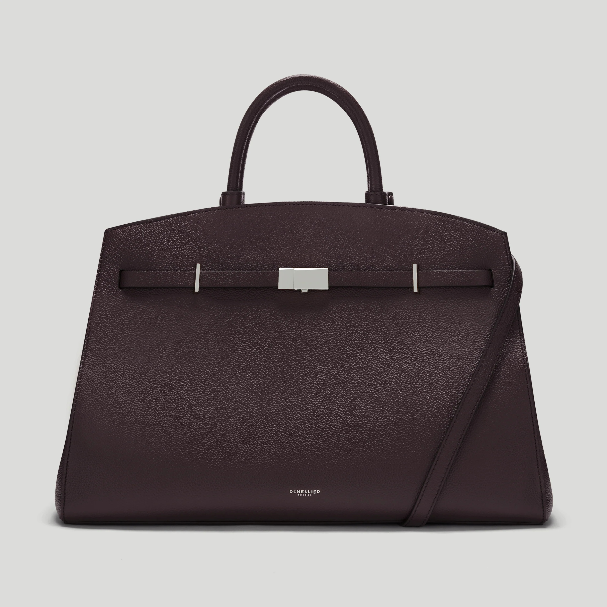 DeMellier The Hudson in Bordeaux Small Grain Leather Tote & Work bag | DeMellier
