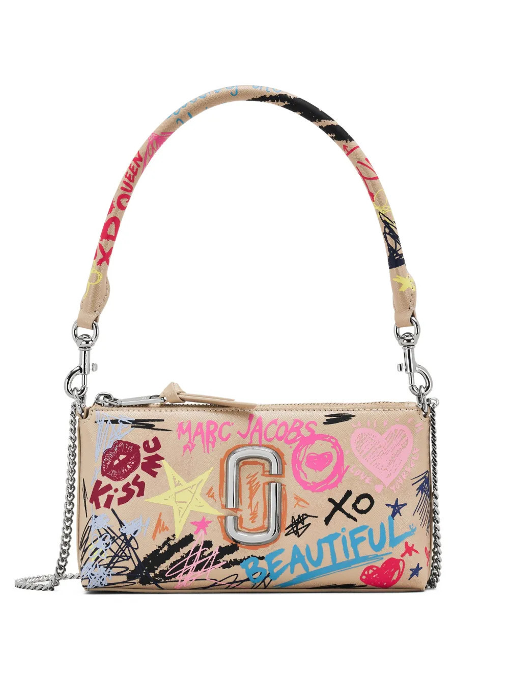 Marc Jacobs The Snapshot scribble-design shoulder bag - Neutrals | Farfetch Global