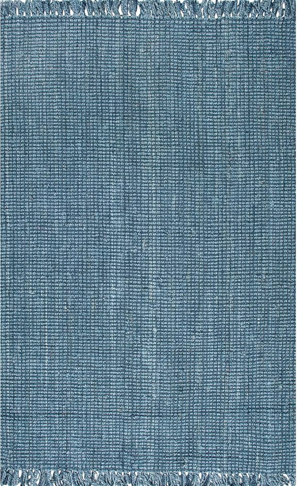 nuLOOM Daniela Farmhouse Chunky Jute Area Rug, 5x8, Blue | Amazon (US)
