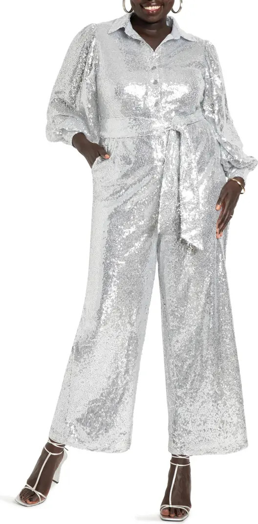 Sequin Long Sleeve Jumpsuit | Nordstrom