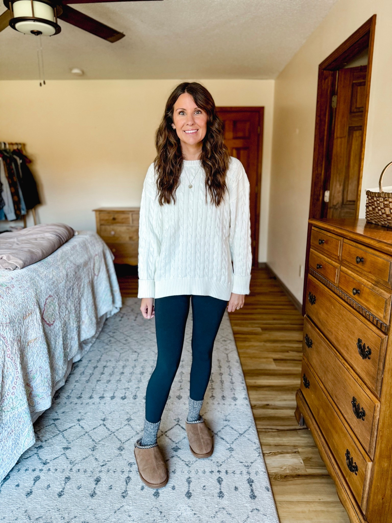 6 Thanksgiving outfits with one sweater:

Outfit 6: small in my sweater (it’s cotton!) and xs in my leggings. My slipper clogs are kids size but I linked the adult sizes too! 

#LTKPetite #LTKSeasonal #LTKHoliday