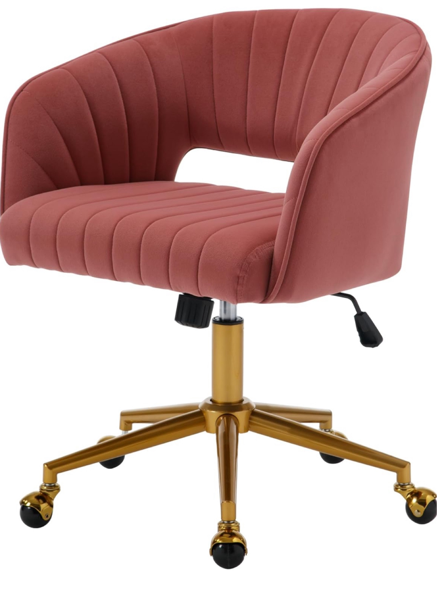 I am impressed with these chairs. Especially with how affordable they are. Well the color is kinda perfect too 😉. And the gold detail is so neat for our study room 