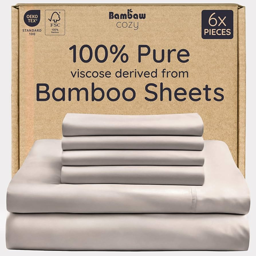 Bambaw 100% Viscose Derived from Bamboo Sheets Queen Size Set – 6pcs Cooling Queen Sheet Set, D... | Amazon (US)