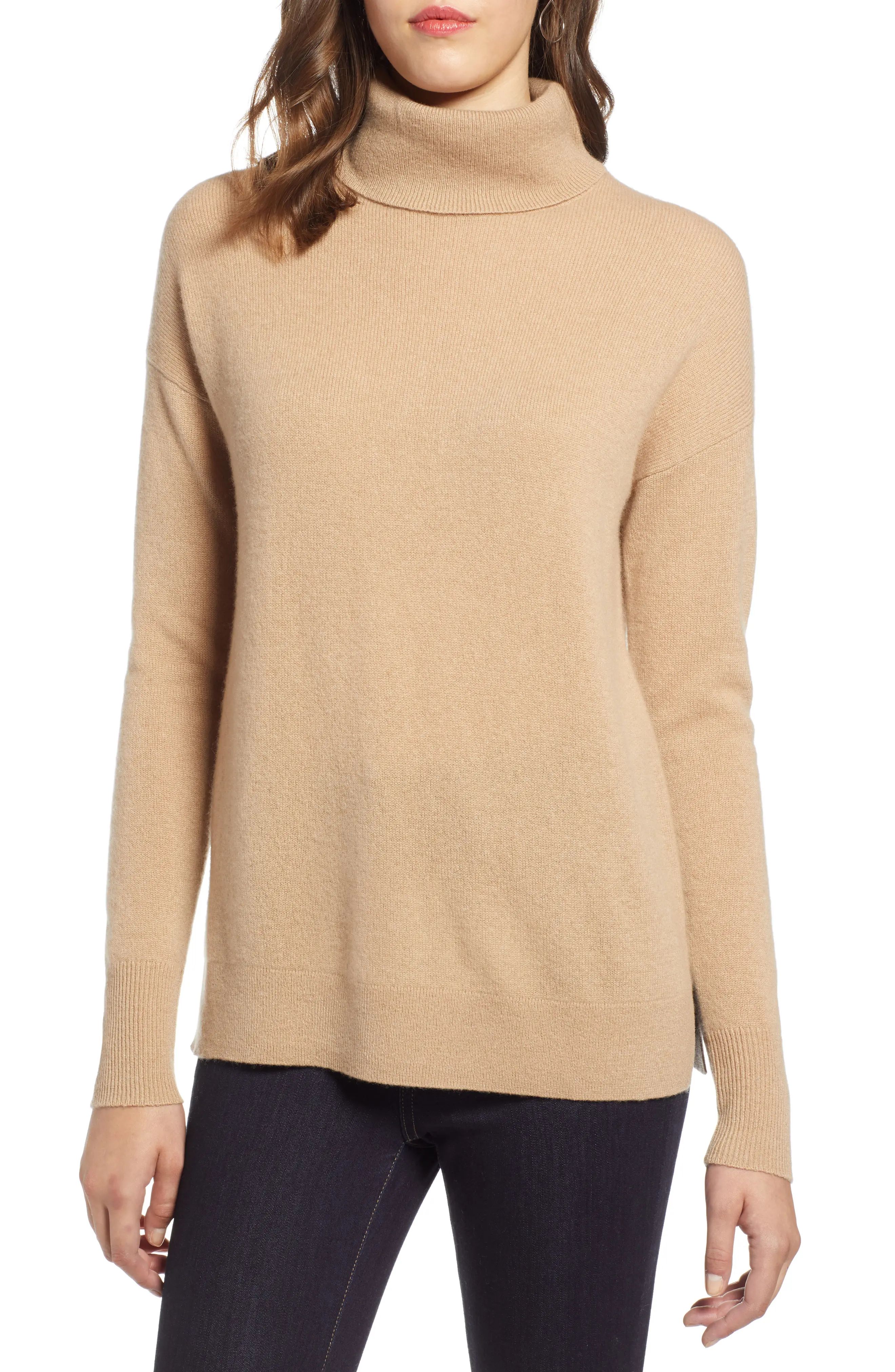 Women's Halogen Cashmere Turtleneck Sweater, Size XX-Large - Brown | Nordstrom