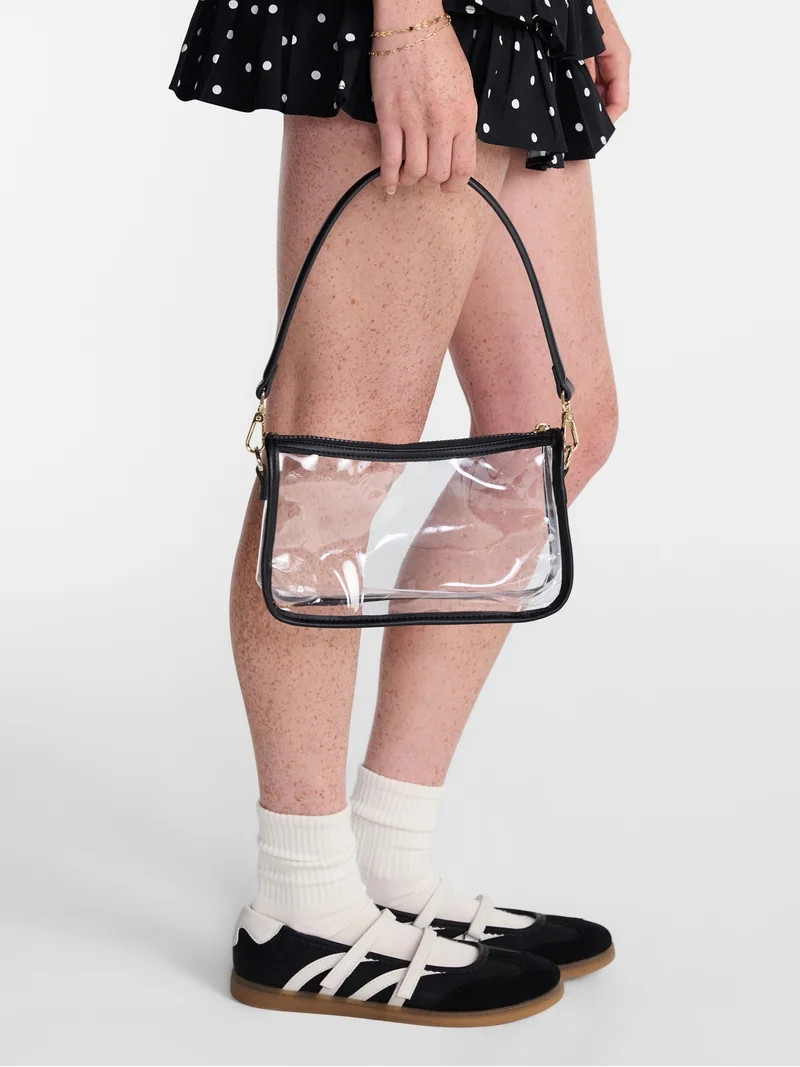 No Boundaries Women's Game Day Clear Mini Shoulder Bag, Black | Walmart (US)