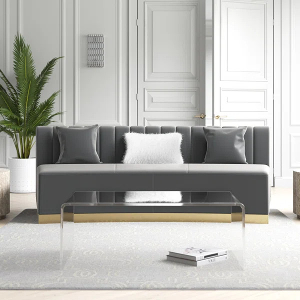 Wesolowski 89'' Velvet Armless Curved Sofa | Wayfair North America