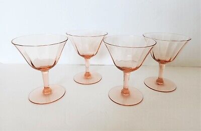 4 Vintage Tiffin Franciscan Pink Crystal Optic Sherbet Champagne Glasses 4.5"  | eBay | eBay US