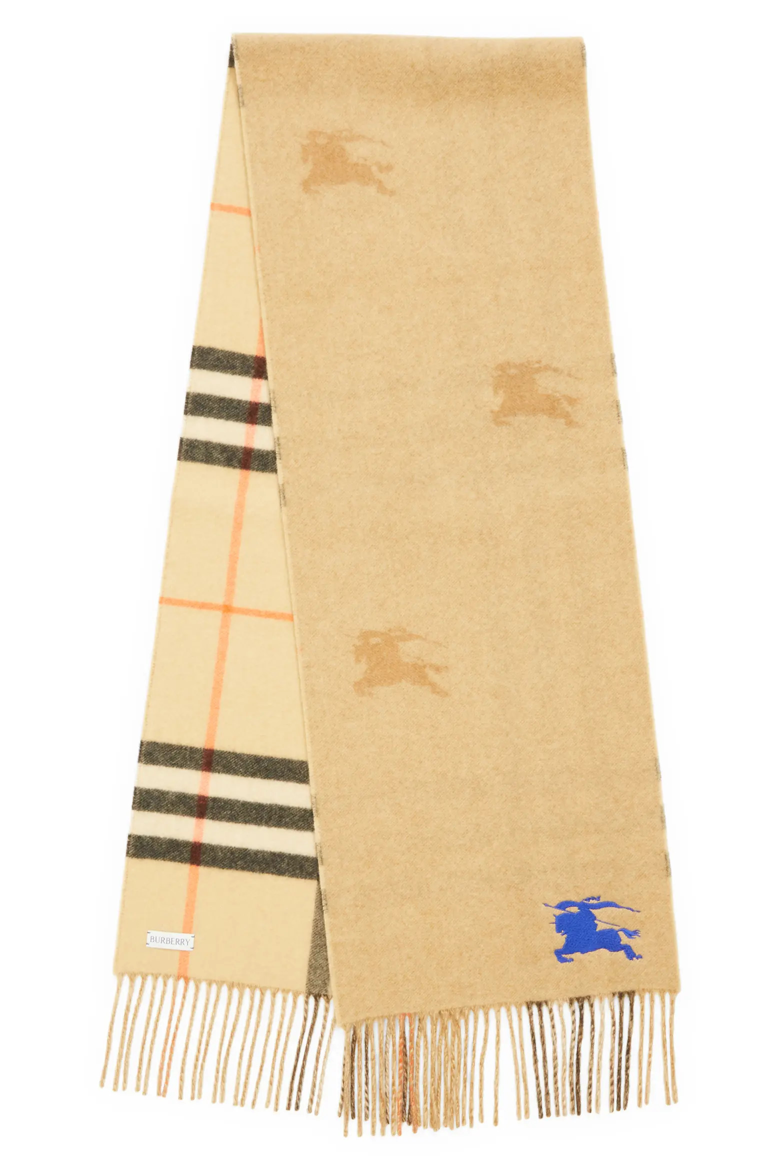 Equestrian Knight Design Check Reversible Fringe Cashmere Scarf (Women) | Nordstrom | Nordstrom