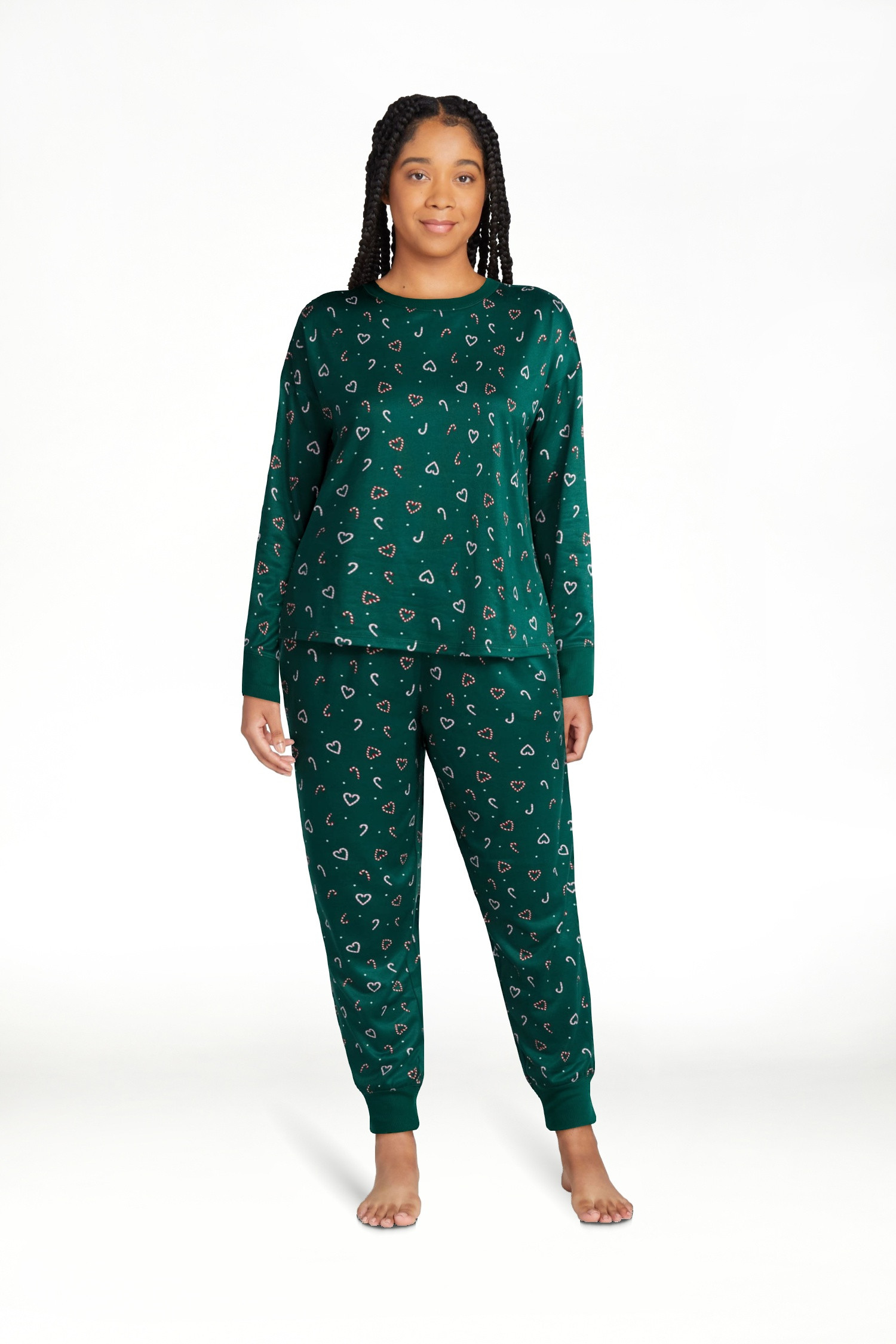 Holiday Time Women's Long Sleeve Crew Neck Sleep Top and Jogger Pants Pajama Set, 2-Piece, Sizes ... | Walmart (US)