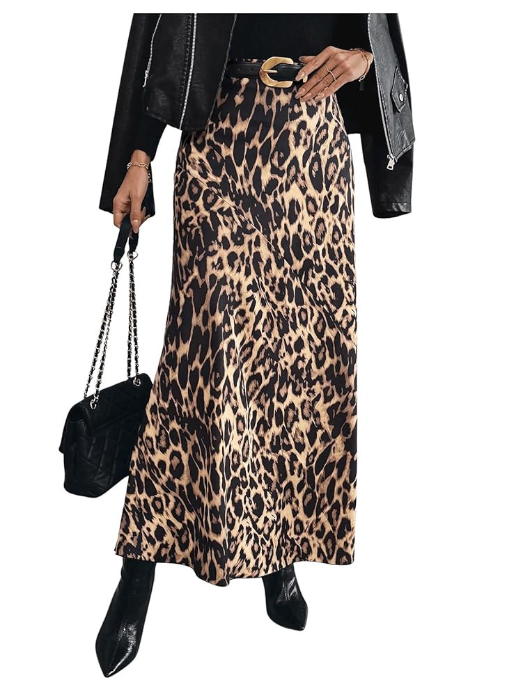 SOLY HUX Women's Leopard Print Maxi Skirt High Waisted Casual Long Skirts | Amazon (US)