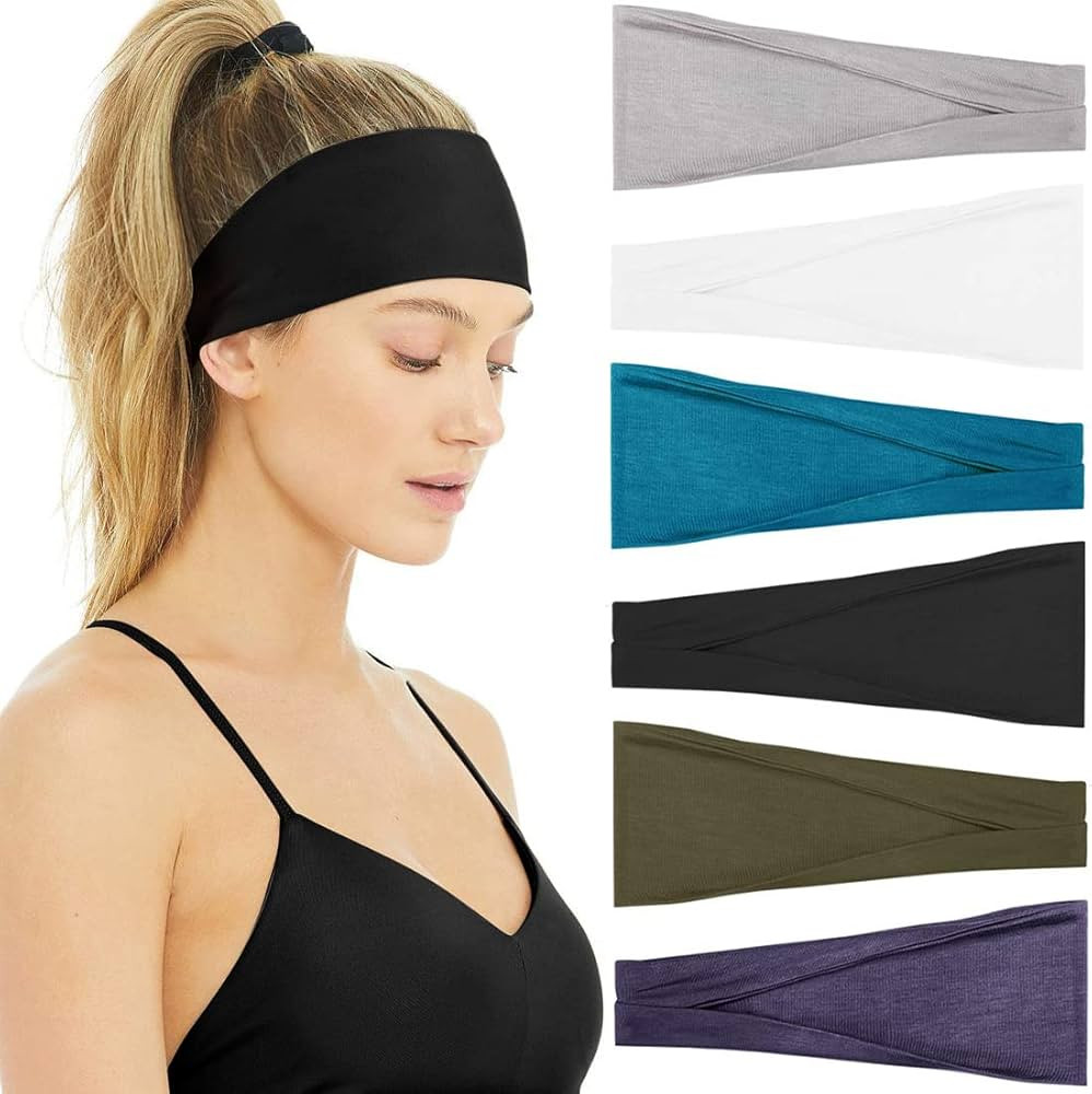 Huachi Headbands for Women Short Hair Colorful Summer Hair Bands for Women's Hair Workout Yoga Ru... | Amazon (US)