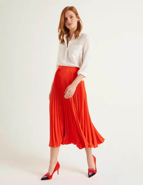 Kristen Pleated Skirt Orange Sunset Christmas Boden | Boden (US)