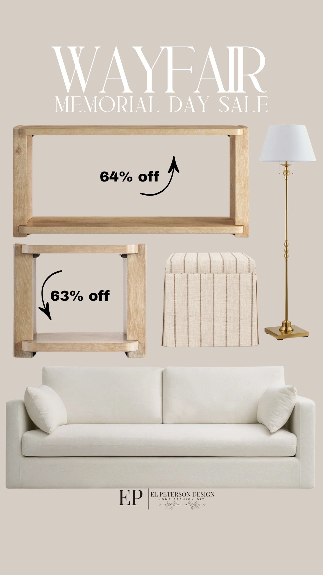 Wayfair
Memorial Day Sale
Sofa
Console table
Accent Table
Ottoman
Floor lamp

#LTKHome #LTKSaleAlert