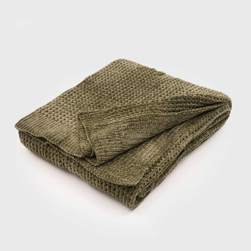 50"x60" Shiny Waffle Chenille Knit Throw Blanket - Evergrace | Target