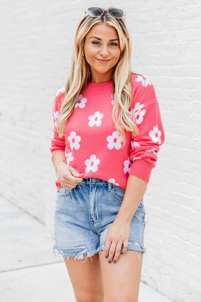 New In Town Pink Floral Print Sweater | Pink Lily