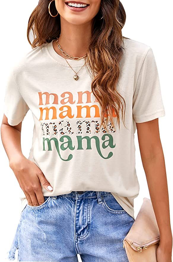 Blooming Jelly Womens Mama Mia Shirt Chic Short Sleeve Tops Loose Fit Graphic Tees Mama Bear Shir... | Amazon (US)