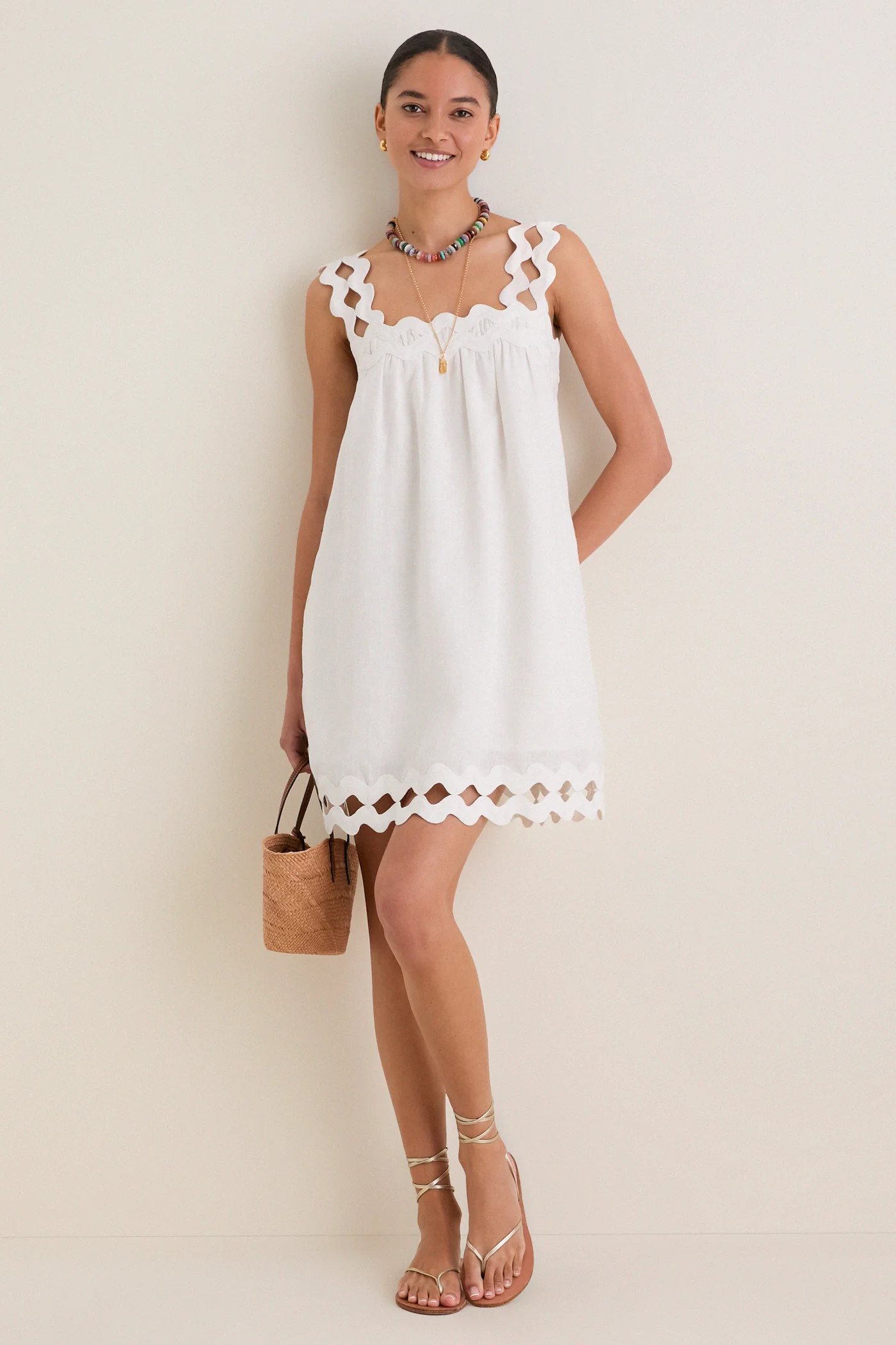 White Ric Rac Linen Ellis Mini Dress | Tuckernuck (US)