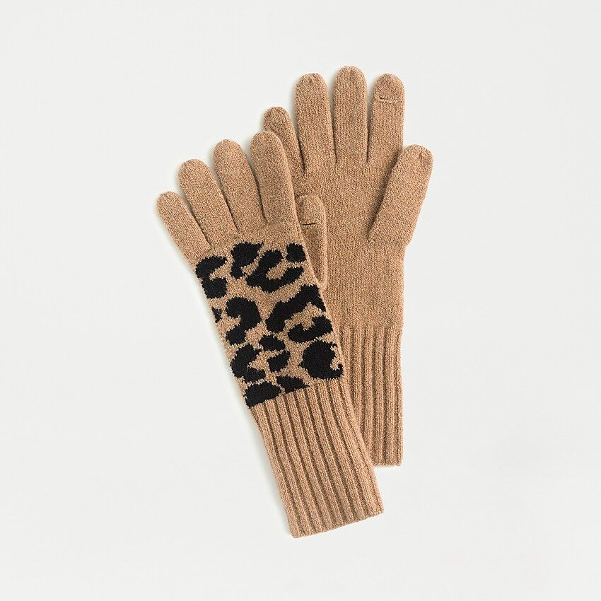 Texting gloves in leopard supersoft yarn | J.Crew US