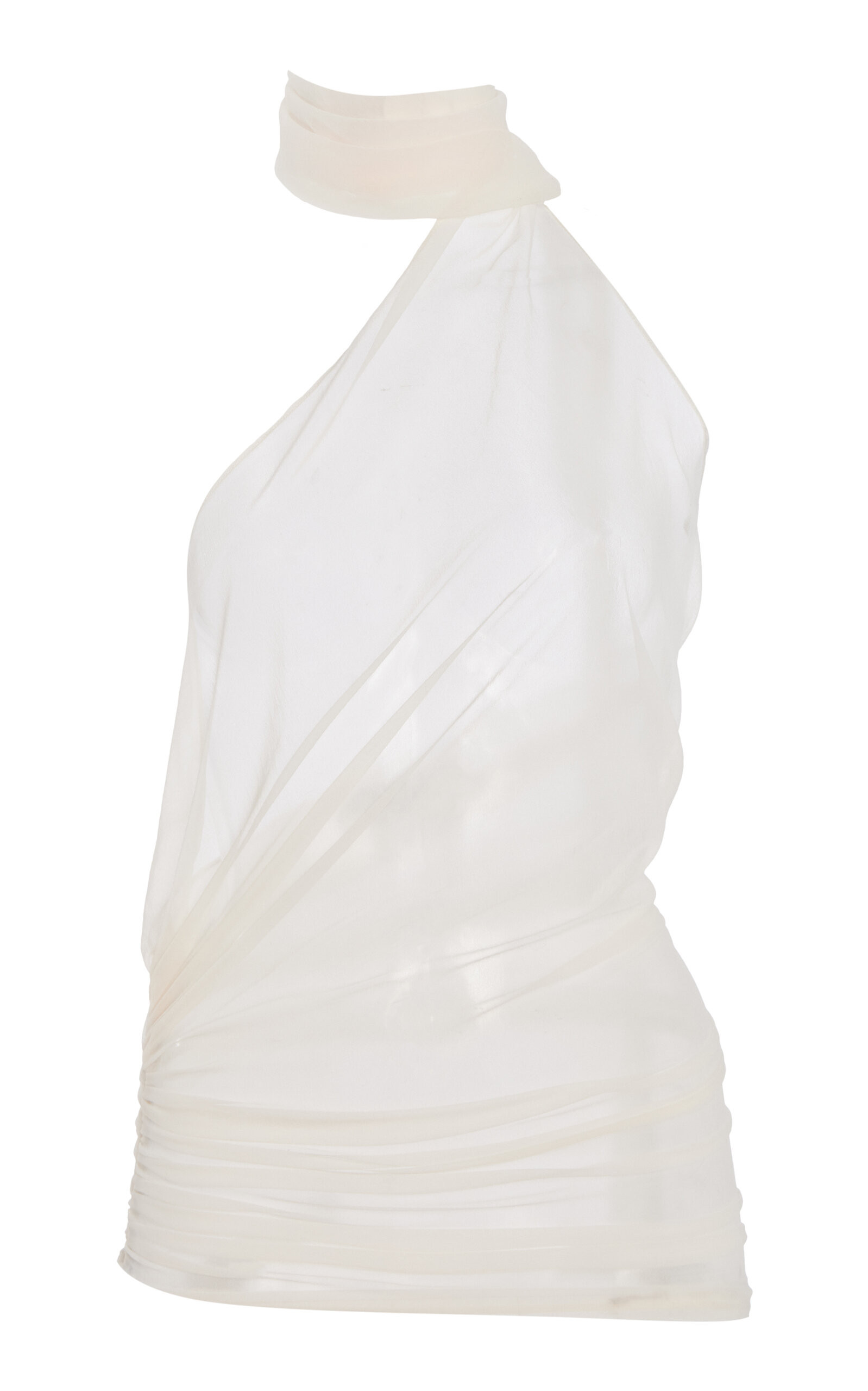 Ludovic de Saint Sernin - Ruched Tulle Sleeveless Top - White - XS - Moda Operandi | Moda Operandi (Global)