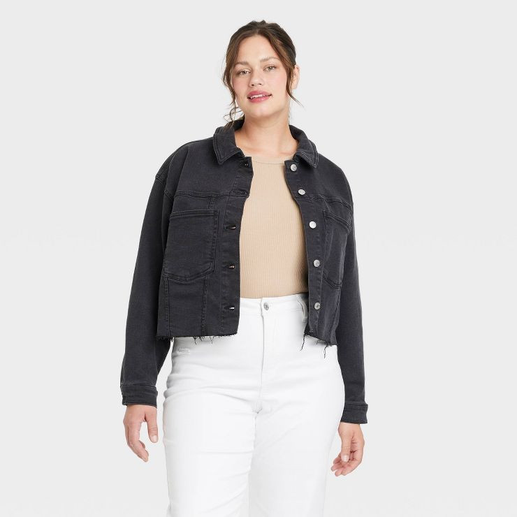 Women's Plus Size Cropped Denim Jacket - Ava & Viv™ | Target
