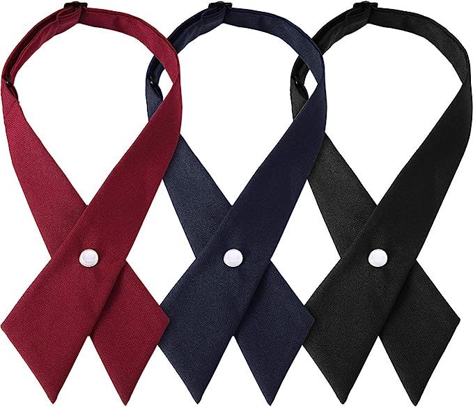 3 Pieces Adjustable Cross Bowtie Girls' School Uniform Cross Neck Tie | Amazon (US)