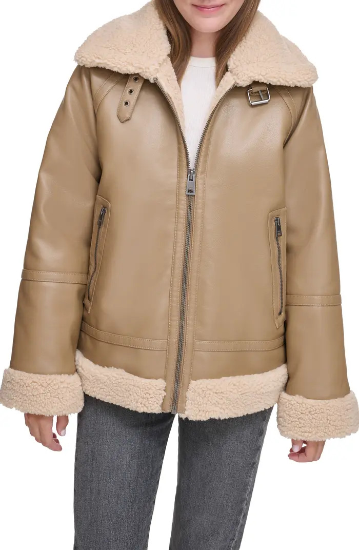 Levi's® Relaxed Faux Shearling & Faux Leather Aviator Jacket | Nordstrom | Nordstrom