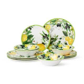 Limone 12-Piece Multi-Colored Melamine Dinnerware Set | The Home Depot