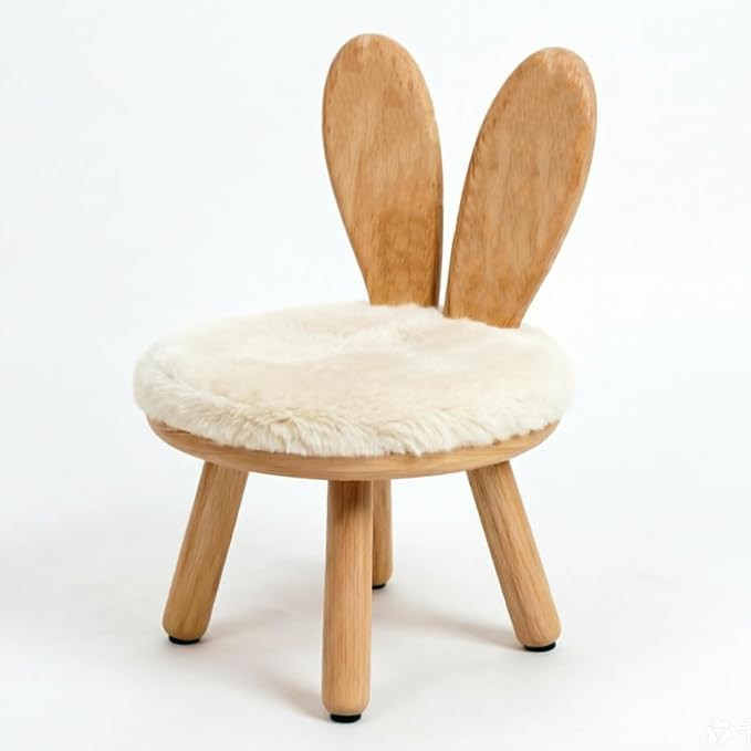 Wooden Rabbit Toddler Chair, Cute Bunny Stool for Kids, Solid Rubber Wood Step Stool for Bedroom,... | Amazon (US)