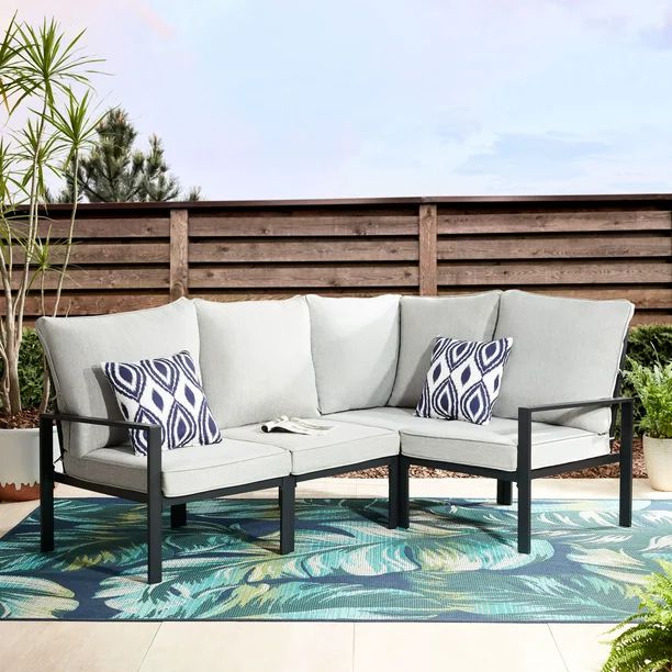 Mainstays Asher Springs Outdoor 4-Piece Sectional Sofa Set | Walmart (US)