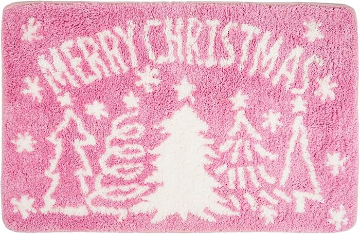 Christmas Rug Pink Christmas Decorations Bathroom Rugs Christmas Decorative Bath Mat Xmas Winter ... | Amazon (US)